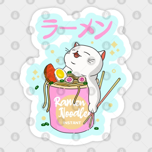 Kawaii Cat Ramen Sticker by Kimprut